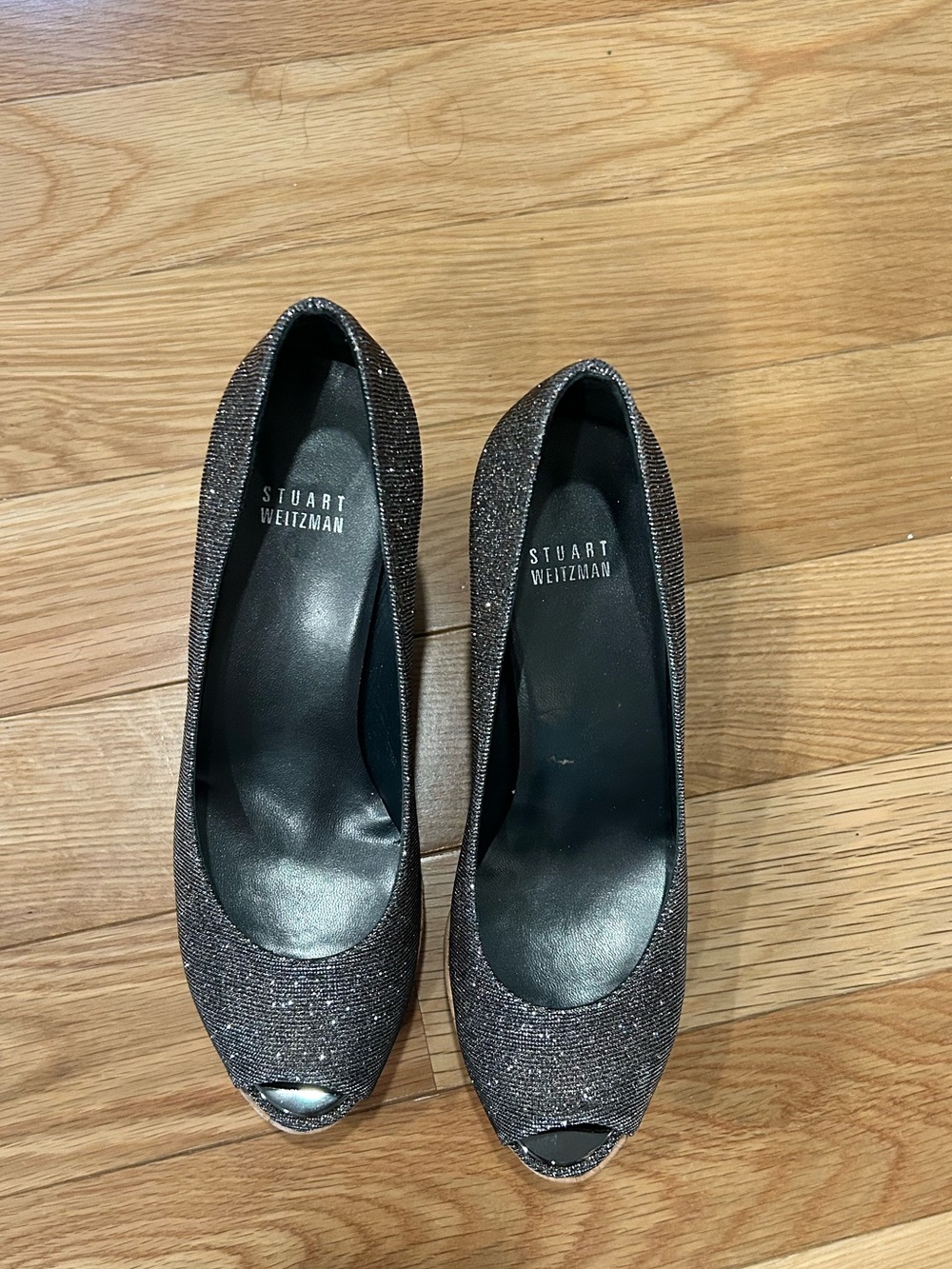 Sparkle Peep-Toe Cork Wedge Heels - Picture 2 of 4